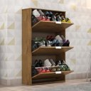 Ver imagem 3 de Sapateira Armário Organizador Basculante 18 Pares 3 Portas:castanho