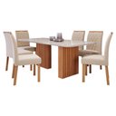 Ver imagem 1 de Sala de Jantar Completa Mesa Ester 2,10 Retangular com 6 Cadeiras Juliana Wood Cinamomo/off White/
