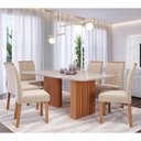Ver imagem 2 de Sala de Jantar Completa Mesa Ester 2,10 Retangular com 6 Cadeiras Juliana Wood Cinamomo/off White/