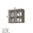 Ver imagem 3 de Armário Aéreo para Cozinha 02 Portas 80cm Connect Henn Marrom/Duna/Cristal