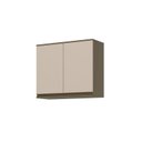 Ver imagem 2 de Armário Aéreo para Cozinha 02 Portas 80cm Connect Henn Marrom/Duna/Cristal