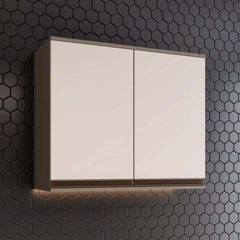 Armário Aéreo para Cozinha 02 Portas 80cm Connect Henn Marrom/Duna/Cristal