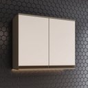 Ver imagem 1 de Armário Aéreo para Cozinha 02 Portas 80cm Connect Henn Marrom/Duna/Cristal