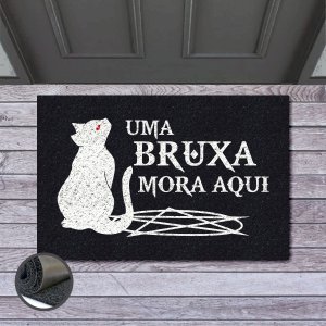 Tapete Capacho Bruxa Estrela Cinco 60x40 Pentagrama Hallowen