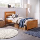 Ver imagem 1 de Cama de Solteiro Madeira Maciça com Palha Natural Castanho Claro