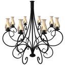 Ver imagem 1 de Luminária de Ferro com 8 Bocais Rústica com Cúpulas de Vidro - Preto