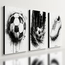 Ver imagem 1 de Kit 3 Quadro Decorativo Futebol Jogador Menino Bola Quarto Qualidade Premium Luxo 28x20cm
