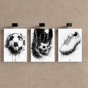 Ver imagem 2 de Kit 3 Quadro Decorativo Futebol Jogador Menino Bola Quarto Qualidade Premium Luxo 28x20cm