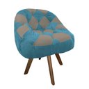 Ver imagem 2 de Poltrona Paloma Escritório Sala Giratória Madeira Suede Azul Turquesa e Suede Cappuccino - Dominic D