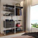 Ver imagem 1 de Closet Industrial Casal Loft 2 Módulos Preto Cabideiro com Gavetas Ferro Branco