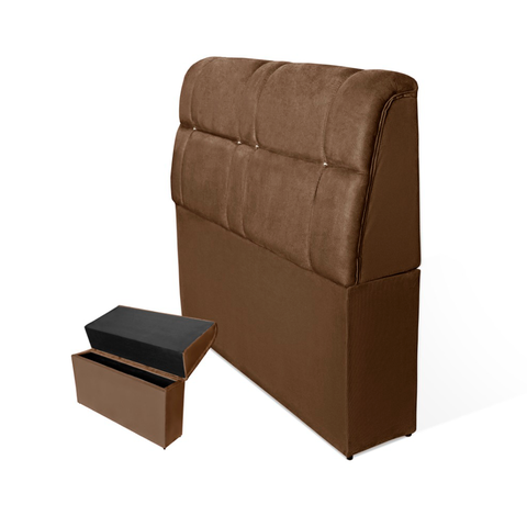 Cabeceira Baú Imperatriz Cama Box King 195 Cm Suede Marrom - Dl Decor