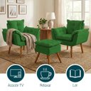 Ver imagem 5 de Kit 2 Poltronas Decorativa e Puff para Sala Recepção Manicure Consultório Quarto Alice Suede