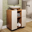 Ver imagem 2 de Gabinete Armario Banheiro Pia de Coluna Macau com Rodízios Nature/perola