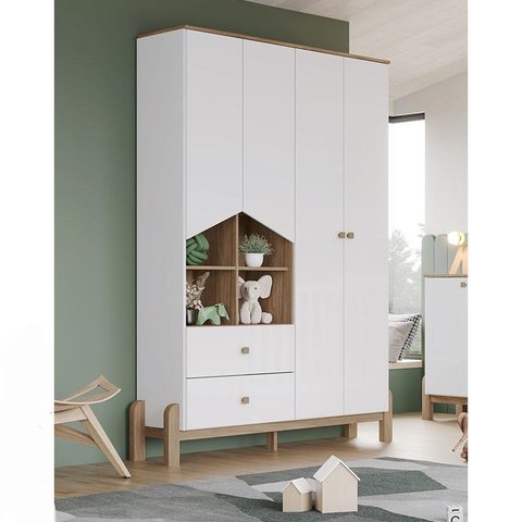 Guarda Roupa Infantil Ambiente Ternura 4 Portas Branco Jequitibá Hp - Henn