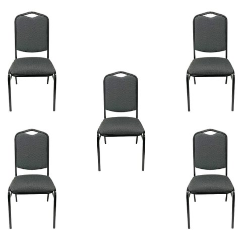 Cadeira para Hotel ou Eventos com Reforço Empilhável Cor Cinza Preto Kit 5 Unidades Poltronas do Sul