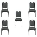 Ver imagem 1 de Cadeira para Hotel ou Eventos com Reforço Empilhável Cor Cinza Preto Kit 5 Unidades Poltronas do Sul