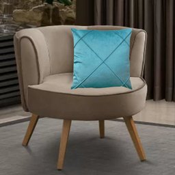 Kit 2 Capas para Almofada Drapeada em Veludo Quadrada 43x43 com Enchimento 50x50 Cor:azul Turquesa - 2