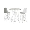 Ver imagem 1 de Jogo Mesa Bistrô Eames Eiffel Vidro 60cm 2 Banquetas Branca Base Ferro Branco - Cor: Branco