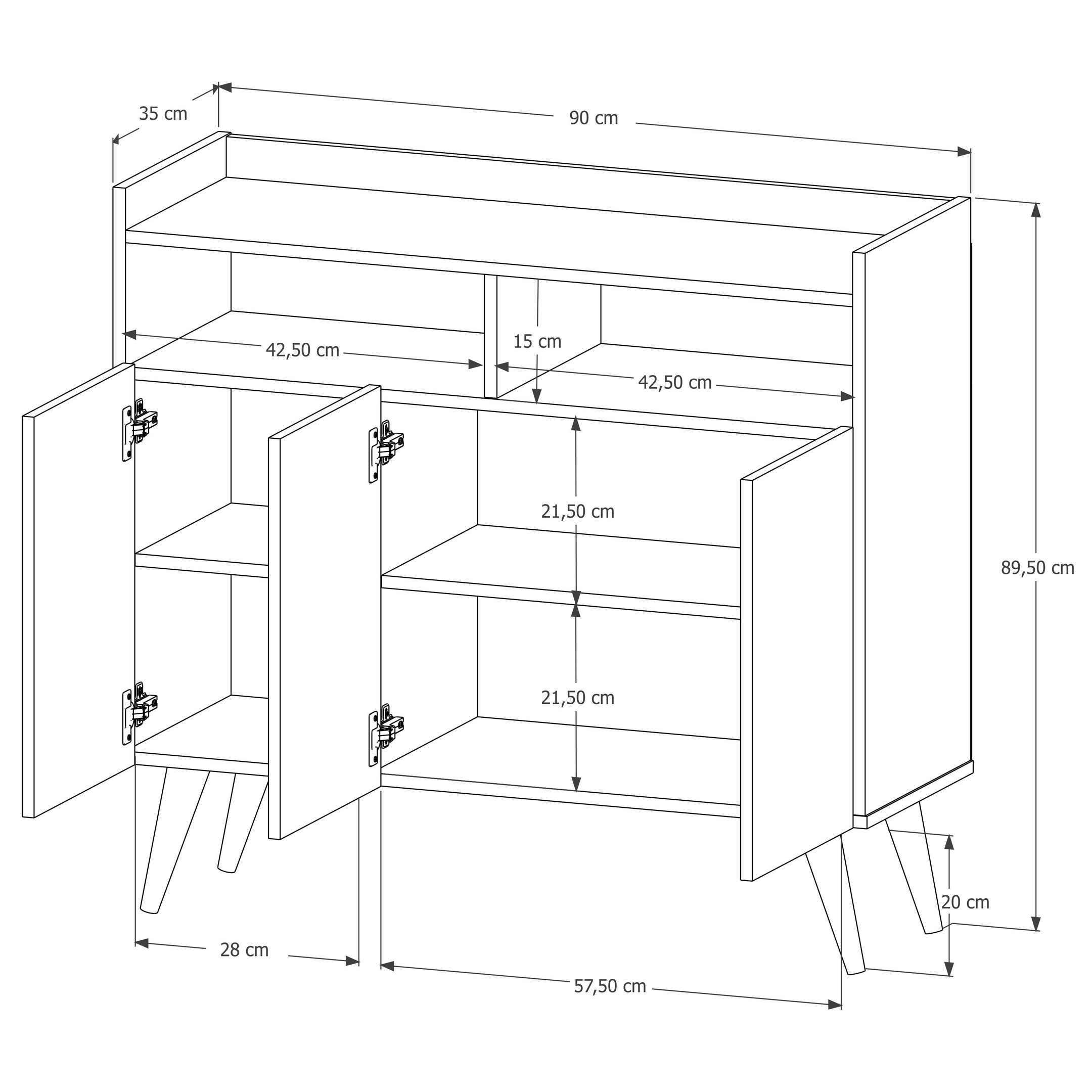 Combo Rack para Sala Malbec TV até 55 + Buffet Wind 3 Portas:Nature/Off White - 6