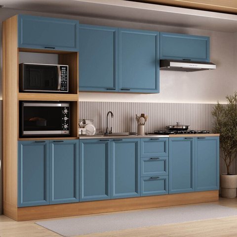 Cozinha Compacta 5 Peças 1 Paneleiro Torre Quente 2 Aéreos 2 Balcões Soho CabeCasa MadeiraOriginals 