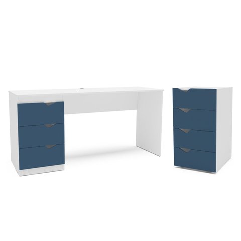 Conjunto Mesa de Escritório e Gaveteiro 4 Gavetas 203cm Porto Politorno Móveis