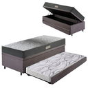 Ver imagem 1 de Bicama Box Baú Solteiro com Colchão Dual Firm Ecoflex Suede Cinza 88x188