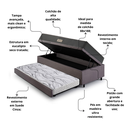 Ver imagem 5 de Bicama Box Baú Solteiro com Colchão Dual Firm Ecoflex Suede Cinza 88x188