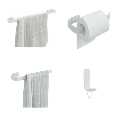 Kit de Acessórios para Banheiro – 4 Peças Design Clean e Durabilidade - Branco