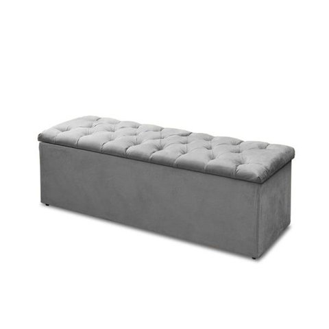 Calçadeira Recamier Baú Casal Queen 160cm Sofia Suede Cinza