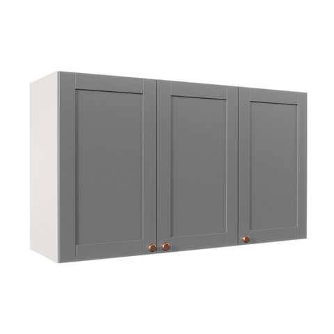 Armário Aéreo 3 Portas 120cm Arizona CabeCasa MadeiraOriginals Branco/Cinza