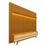 Rack Reluz 3 Gavetas com Painel para Tv até 75 Polegadas Led Ripado Nobre Naturale e Off White - 1