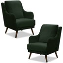 Ver imagem 1 de Kit 2 Poltronas Decorativas Catar com Tachas Veludo Verde - Gran Belo
