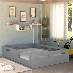 Potente Moveis Cama Casal Montessori Cor Cinza sem Colchão - 1