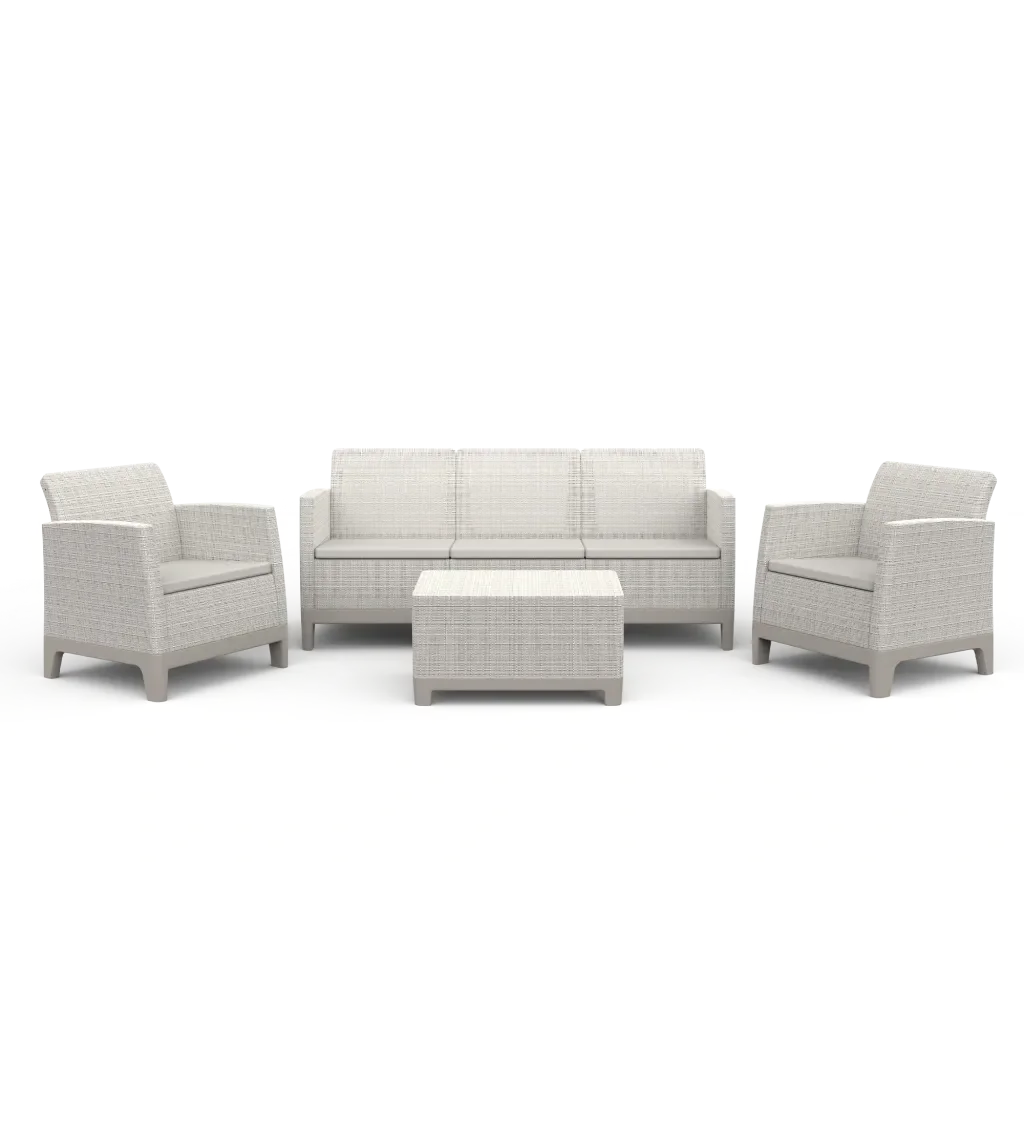Conjunto de Poltronas 5 Lugares Scandi Forma Soft Bege Keter