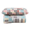 Ver imagem 1 de Kit Cobre Leito Colcha Turin Solteiro Estampada c/ Babado 400 Fios 2 Peças Pastilhas Coloridas Rosê 