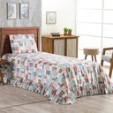 Ver imagem 2 de Kit Cobre Leito Colcha Turin Solteiro Estampada c/ Babado 400 Fios 2 Peças Pastilhas Coloridas Rosê 