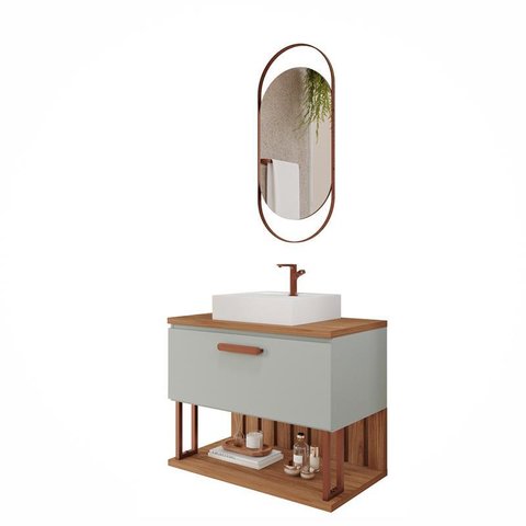 Gabinete de Banheiro Duna 80 com Espelho Lumini Pistache/freijo - Mgm