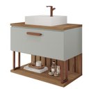 Ver imagem 2 de Gabinete de Banheiro Duna 80 com Espelho Lumini Pistache/freijo - Mgm