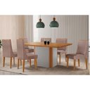 Ver imagem 1 de Conjunto: Mesa Sala Jantar Pietá Tampo Curvo 180cm+6 Cadeiras Dakota Madeira Naturale/off White -