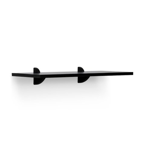 Kit Prateleira Preta (Selo Fsc) 60 x 25 cm com Suportes Pretos e Kit para Fixação Bemfixa