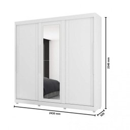 Guarda-Roupa Casal com Espelho 3 Portas 5 Gavetas Veneto Móveis Lanza - 4