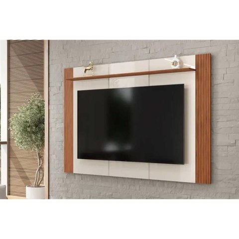 Painel Quarto P/ Tv até 75 Pol Helo 183x136cm Off White/freijó - Dj Móveis