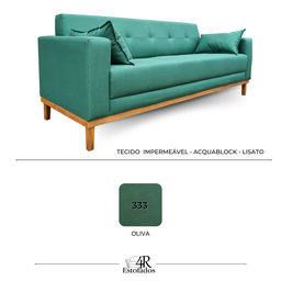 Sofá Gianni | Base de Madeira & Tecido Acquablock Impermeável | 180cm | Oliva - 5
