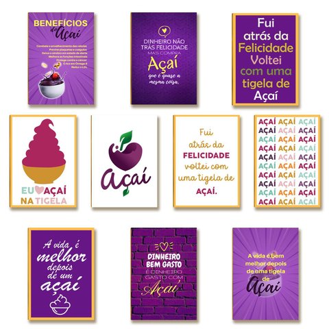 10 Placas Mdf Açaí Parede Criativa para Estabelecimentos Ln1