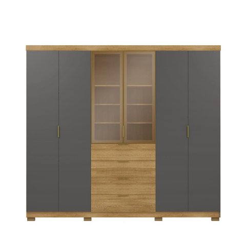 Guarda Roupa Casal MDF Vidro Reflecta 6 Portas 4 Gavetas Dubai Ouro - Nature/Alasca