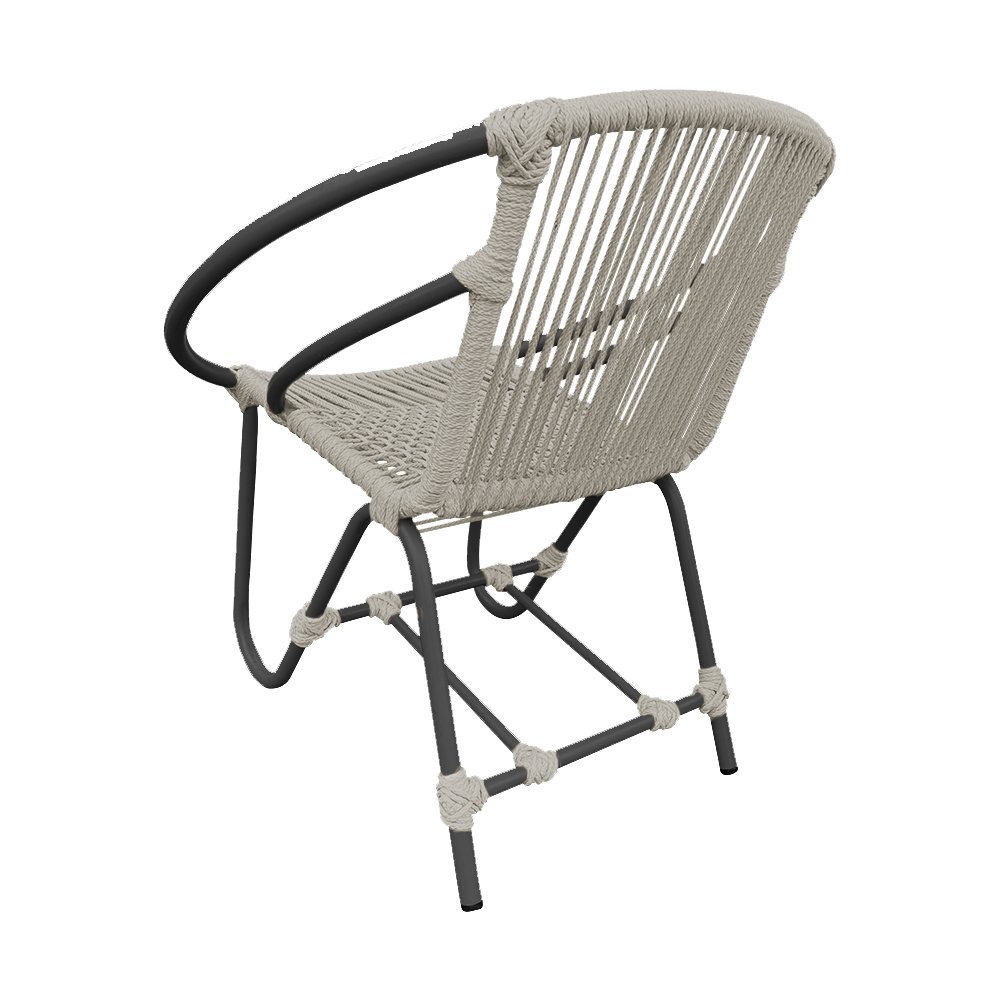 Cadeira Decorativa Julia em Corda Náutica e Base em Alumínio Preta/areia - 3