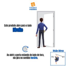Kit Porta de Madeira 210x80cm Lisa Primer Direita Moldufama  - 5