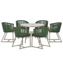 Ver imagem 1 de Mesa e 6 Cadeiras de Jantar Noronha Fendi E13 Trama Original Verde