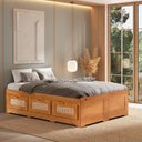 Ver imagem 1 de Cama Queen 6 Gavetas Madeira Maciça Castanho Claro