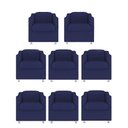 Ver imagem 1 de Kit 8 Poltronas Decorativa Reforçada Recepção Clinica Salão Suede:azul Marinho